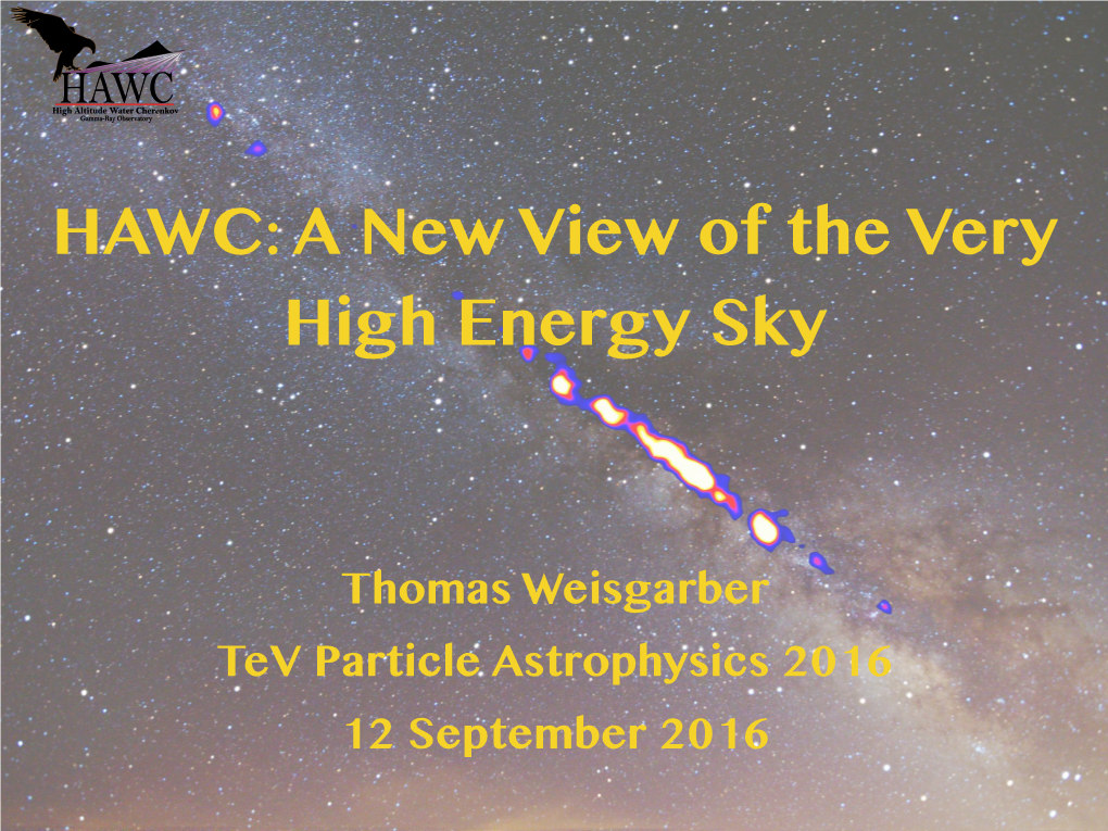 HAWC: a New View of the Very High Energy Sky