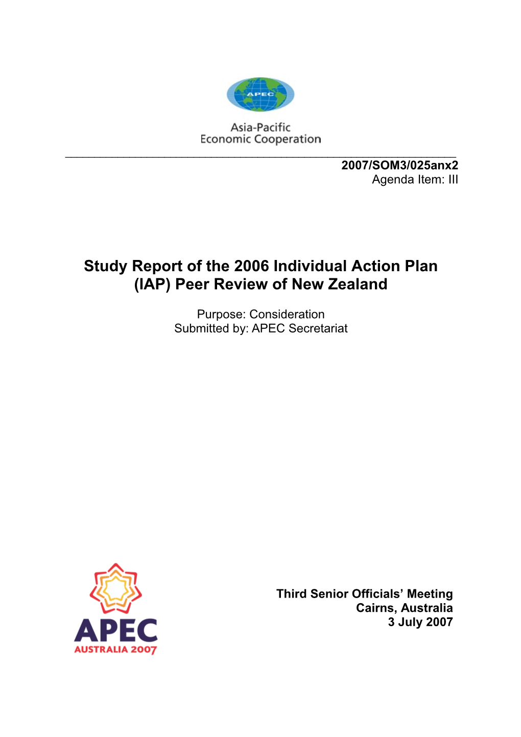 APEC IAP 2006 Review Of New Zealand