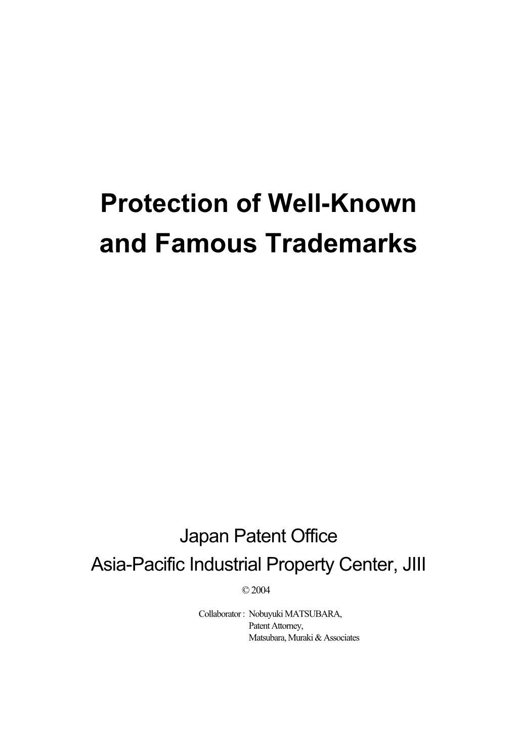 Protection of Well-Known and Famous Trademarks(2004)