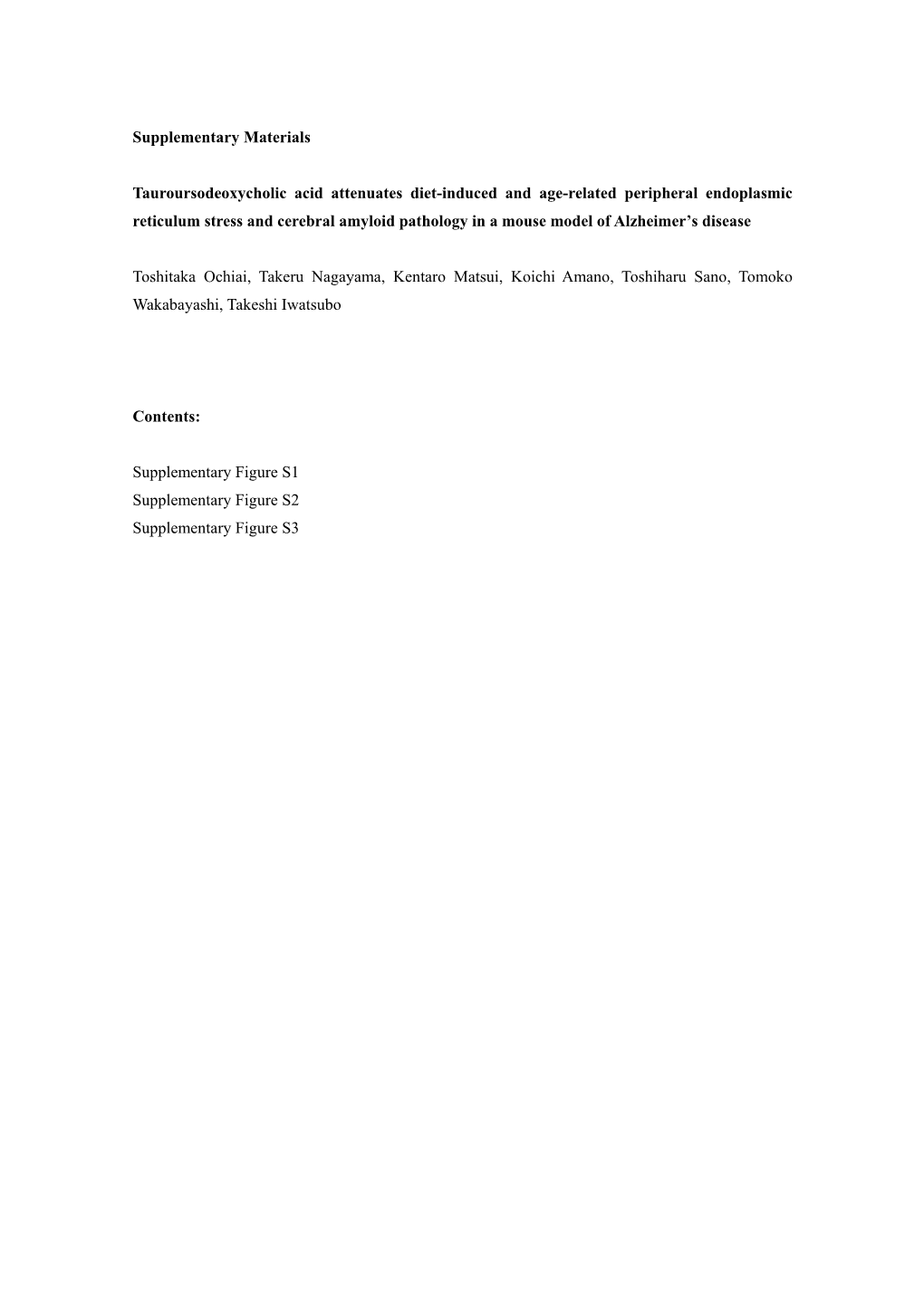 Supplementary Materials Tauroursodeoxycholic Acid