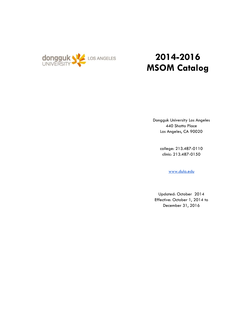2014-2016 MSOM Catalog