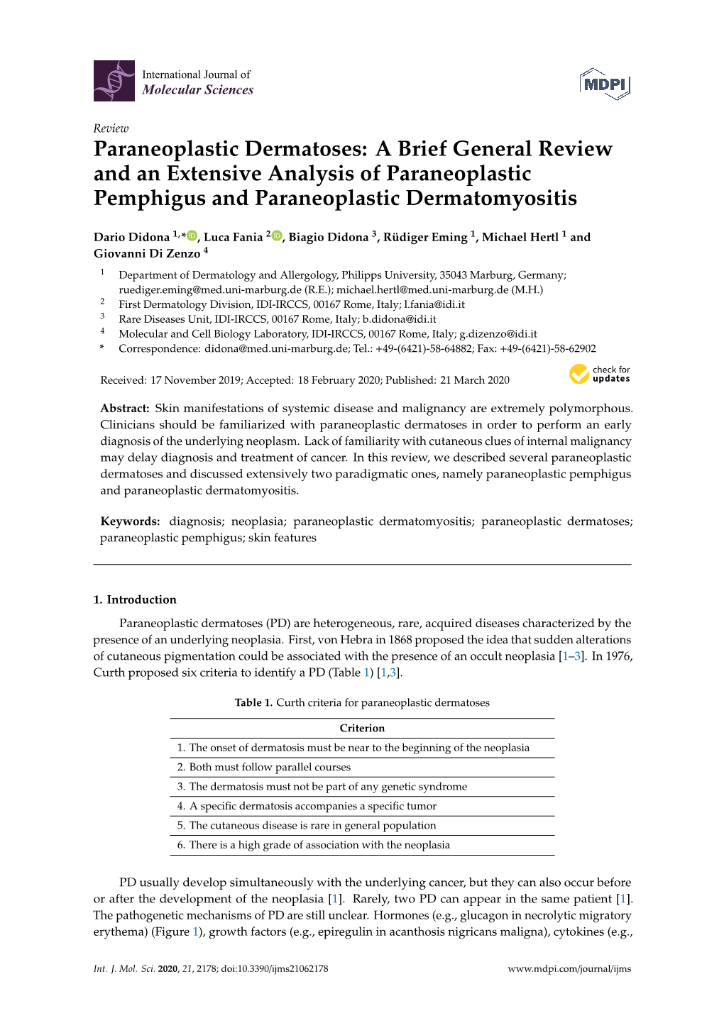 Paraneoplastic Dermatoses: a Brief General Review and an Extensive Analysis of Paraneoplastic Pemphigus and Paraneoplastic Dermatomyositis