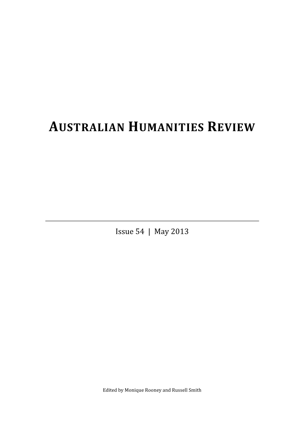 Australian Humanities Review