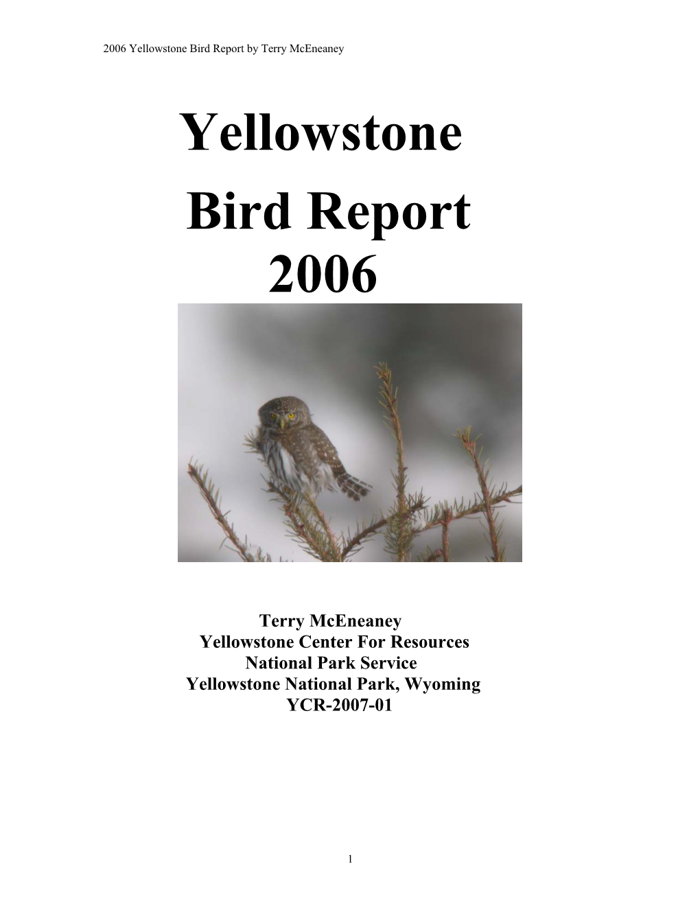 2002 Yellowstone Bird Report