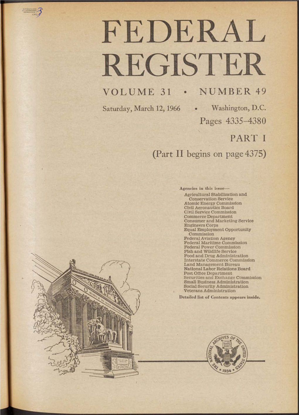 Federal Register Volume 31 • Number 49