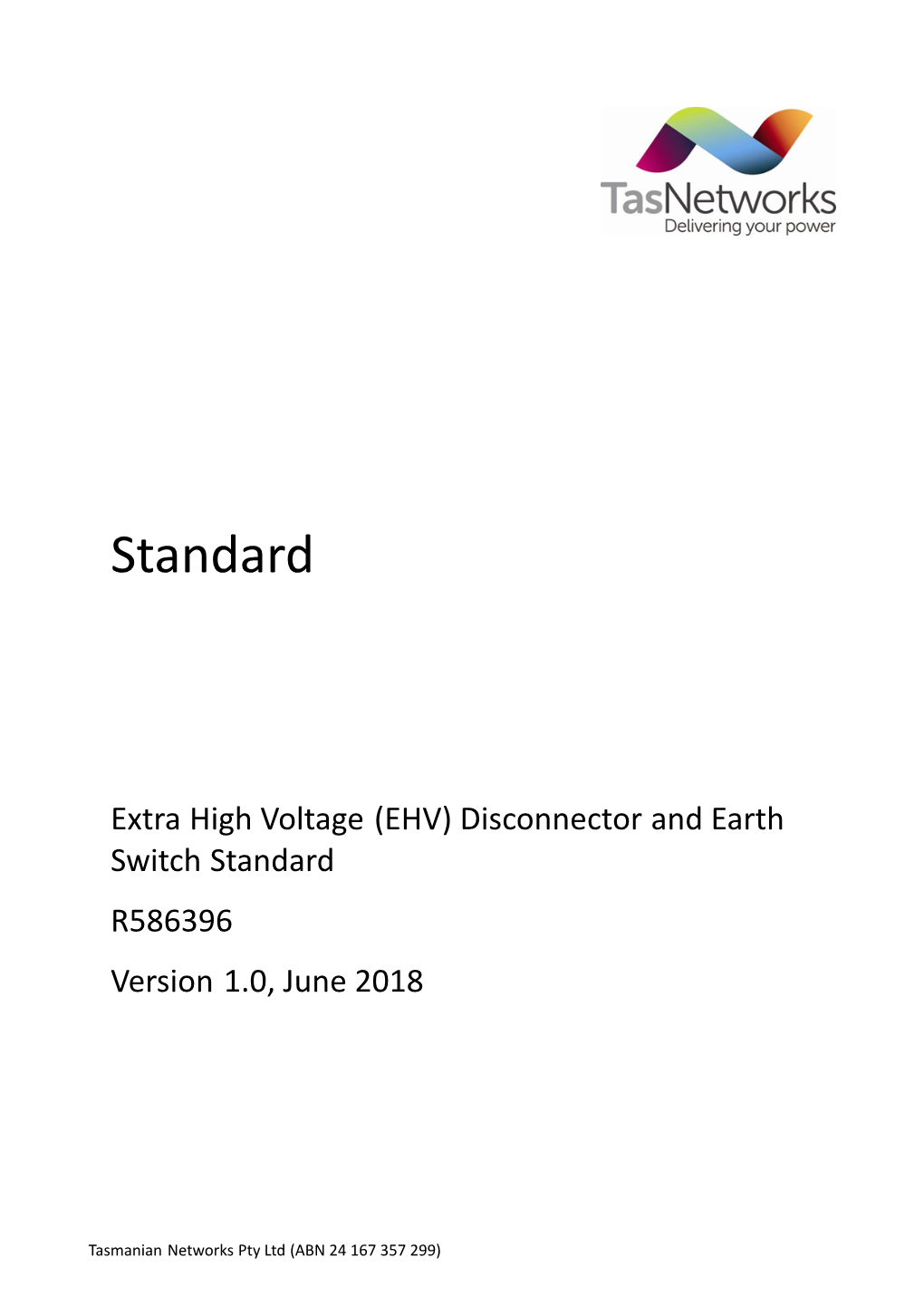 EHV Disconnector and Earth Switch Standard Record of Revisions
