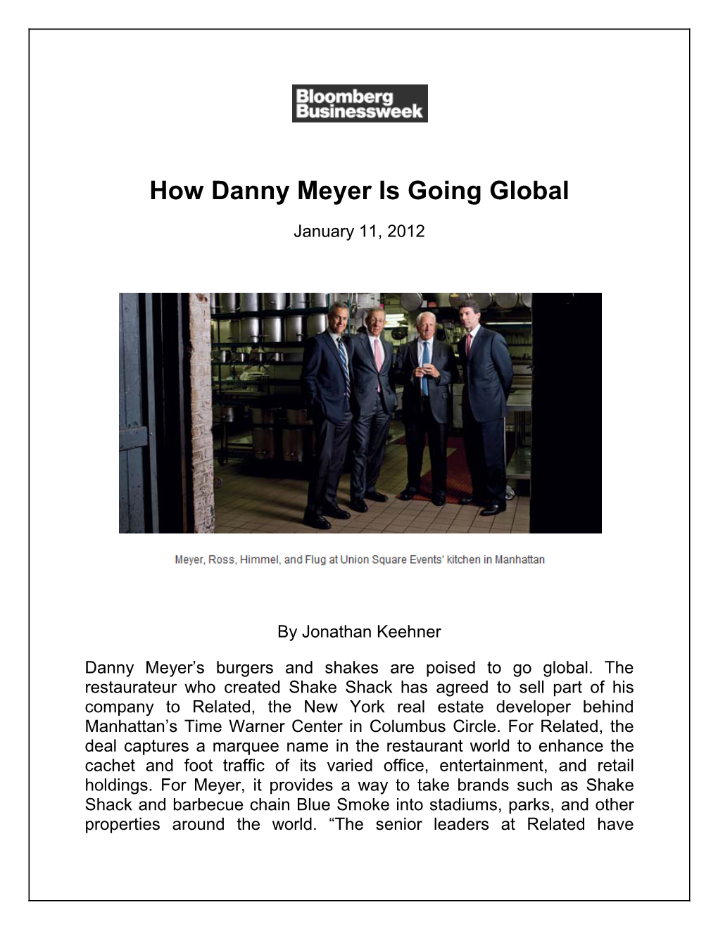 How Danny Meyer Is Going Global January 11, 2012