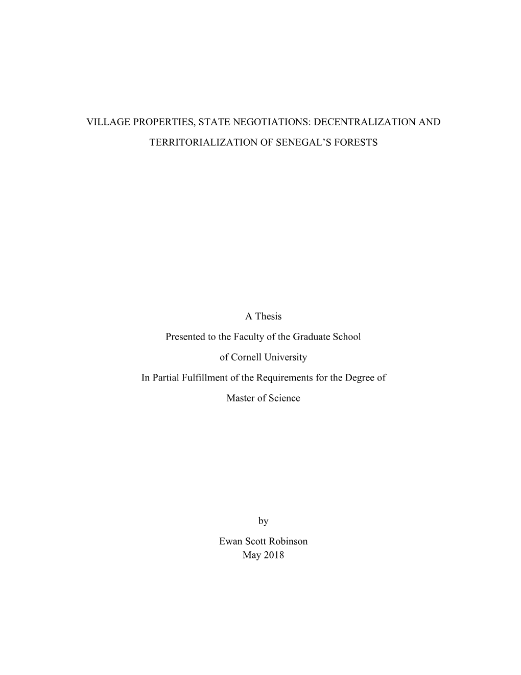 Decentralization and Territorialization of Senegal’S Forests