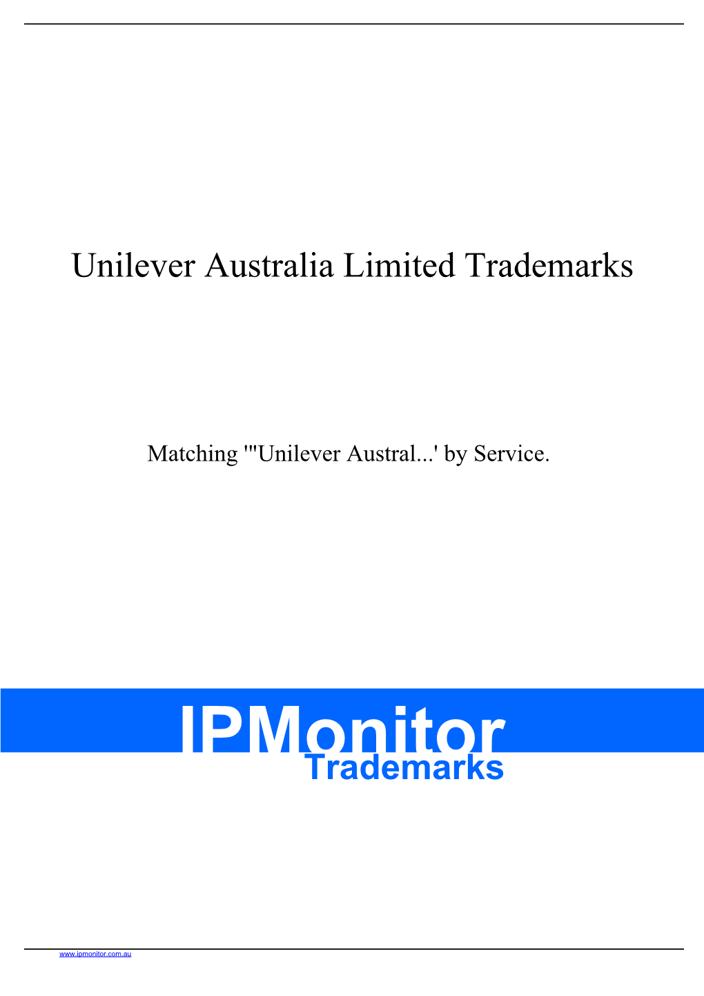Unilever Australia Limited Trademarks