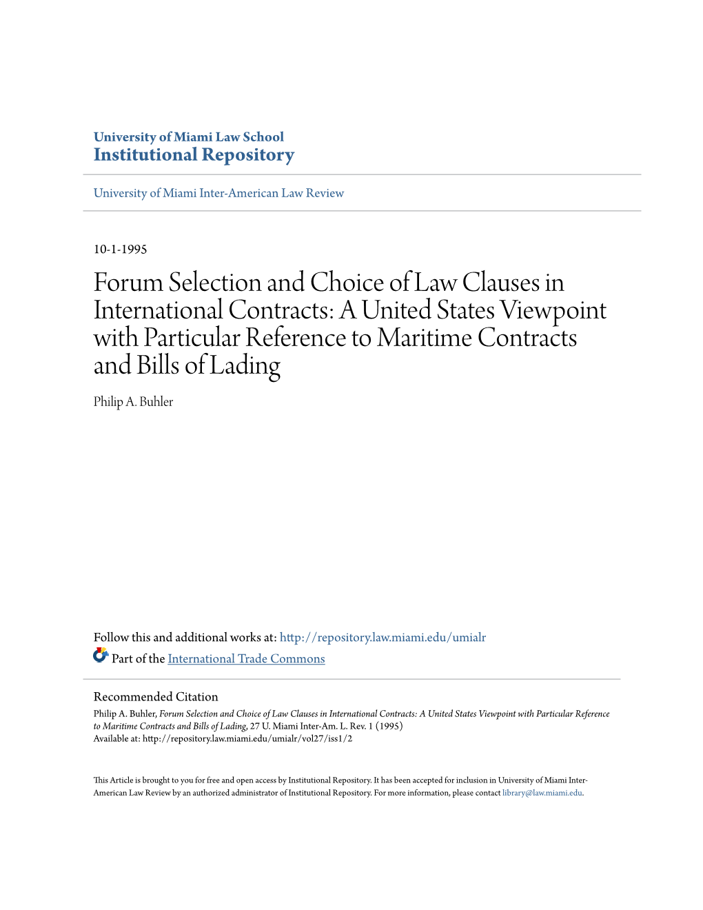 Forum Selection and Choice of Law Clauses in International Contracts