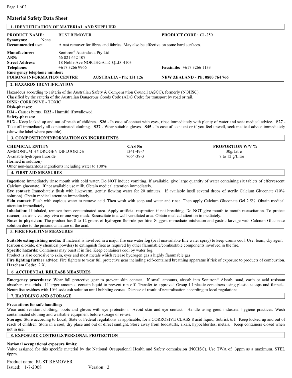 Material Safety Data Sheet s51