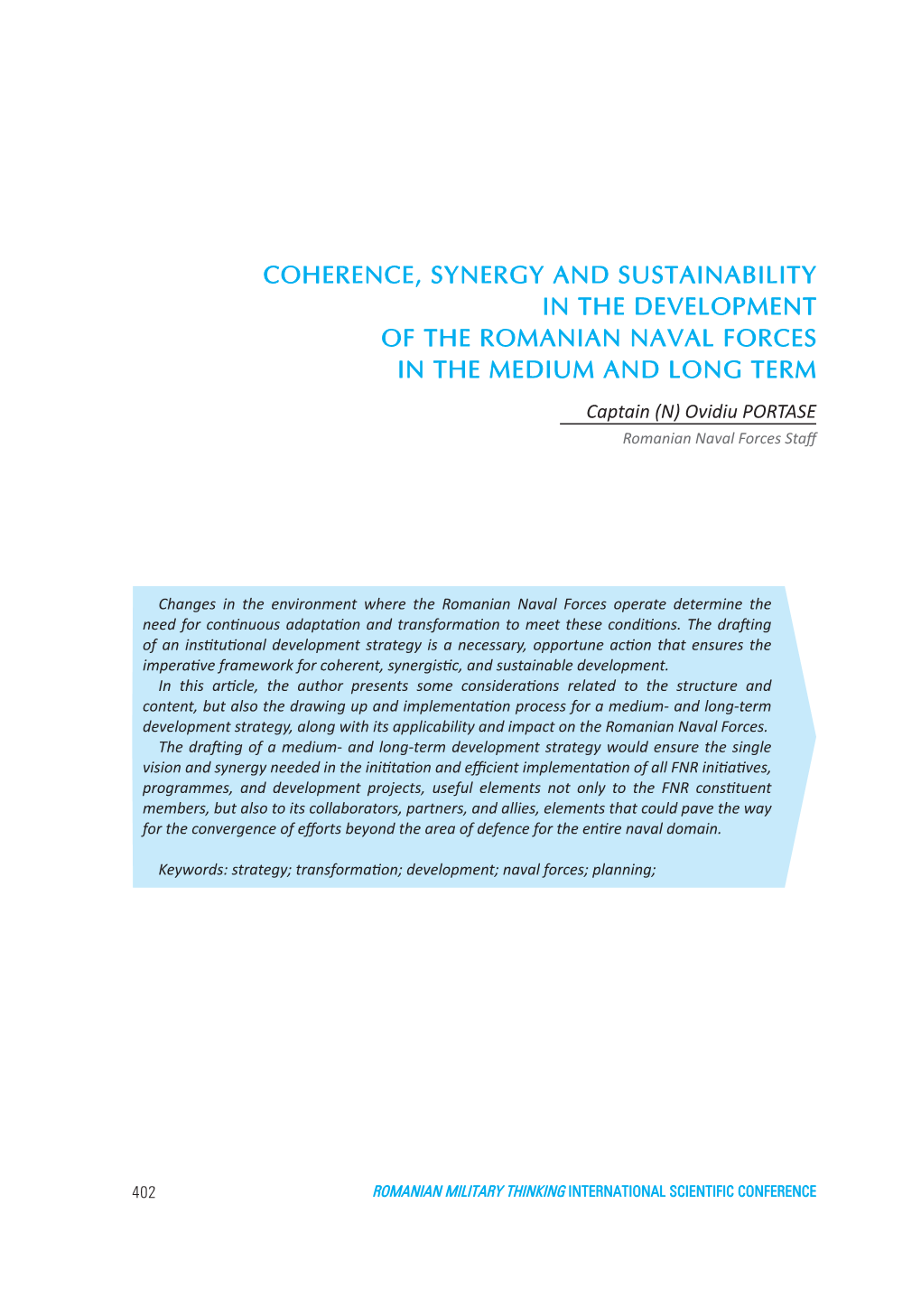 Coherence, Synergy and Sustainability in The