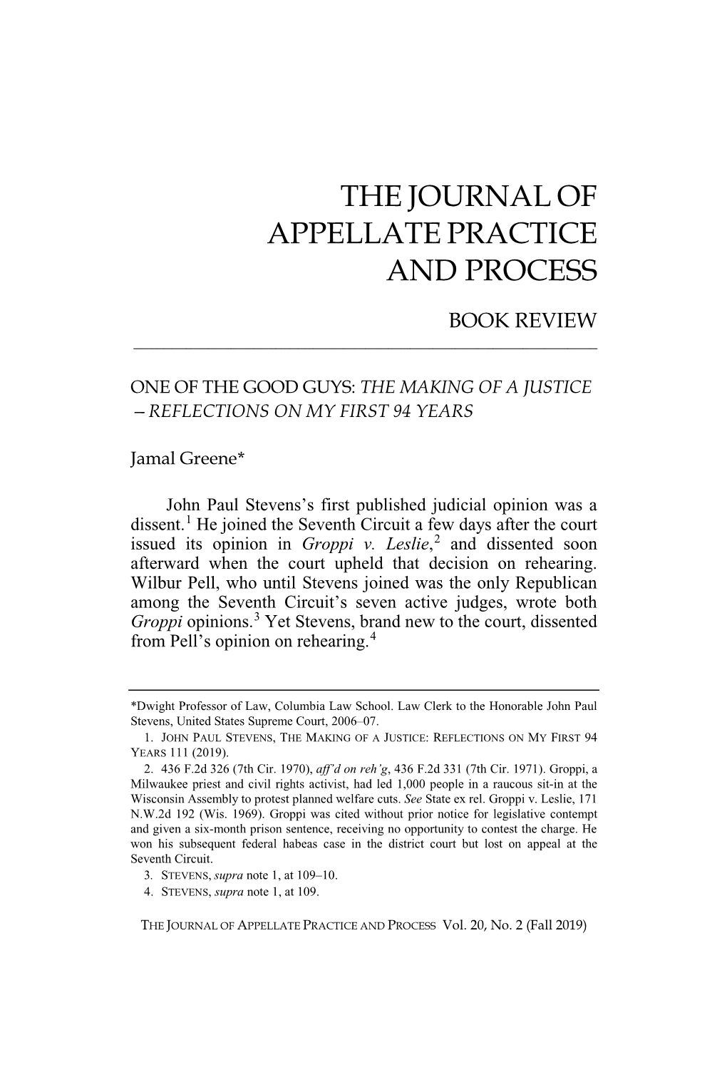 The Journal of Appellate Practice and Process