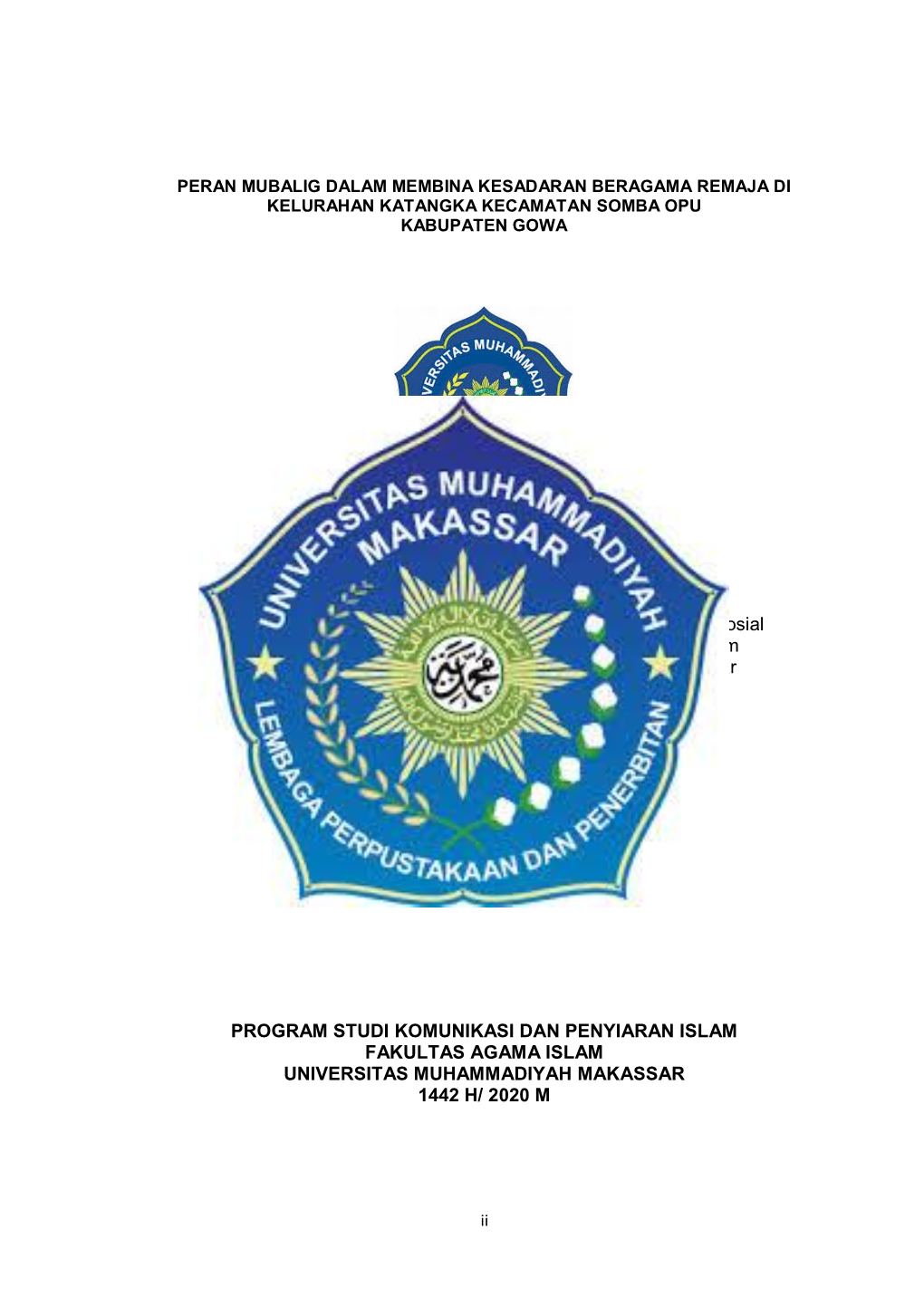 (S.Sos) Pada Program Studi Komunikasi Dan Penyiaran Islam Fakultas Agama Islam Universitas Muhammadiyah Makassar