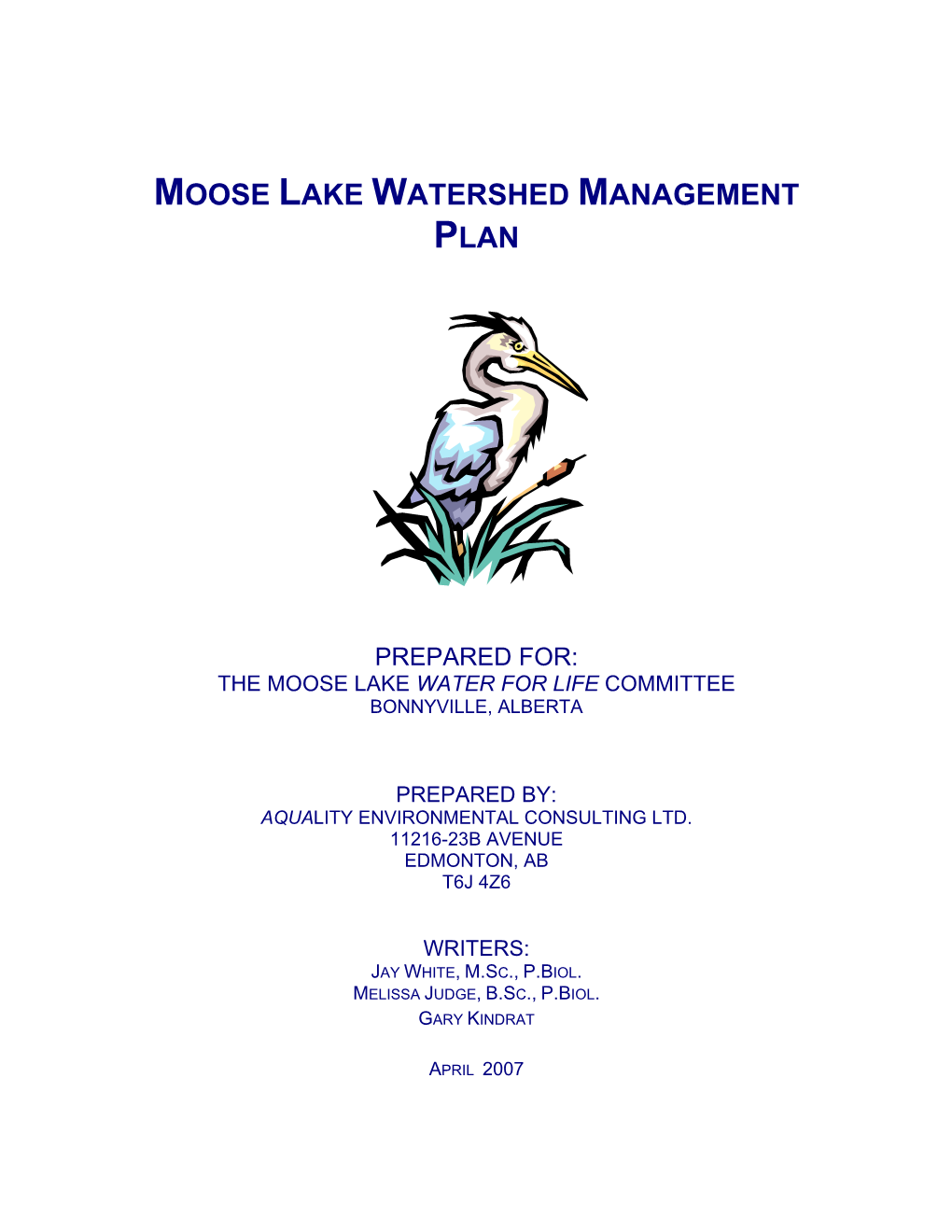Moose Lake Watershed Management Plan