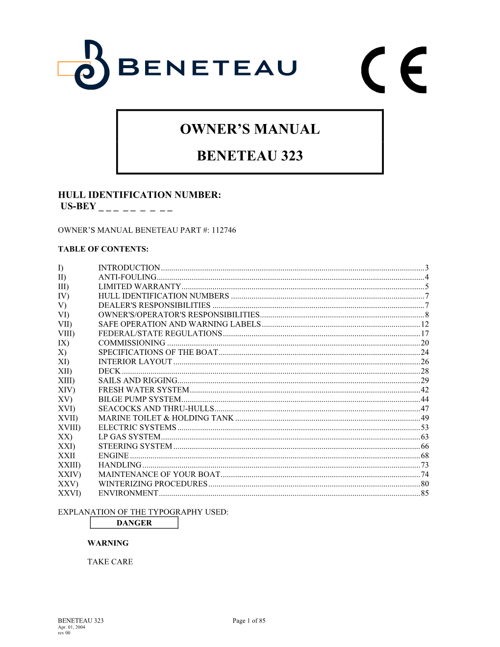 Owner's Manual Beneteau