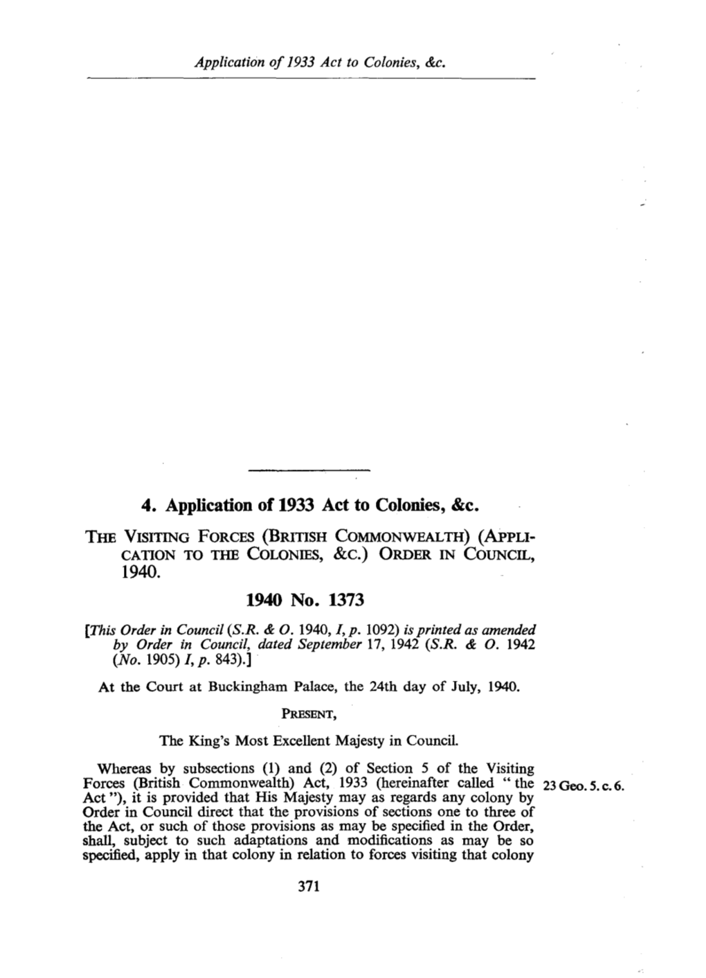 4. Application of 1933 Act to Colonies, &C. 1940 No. 1373