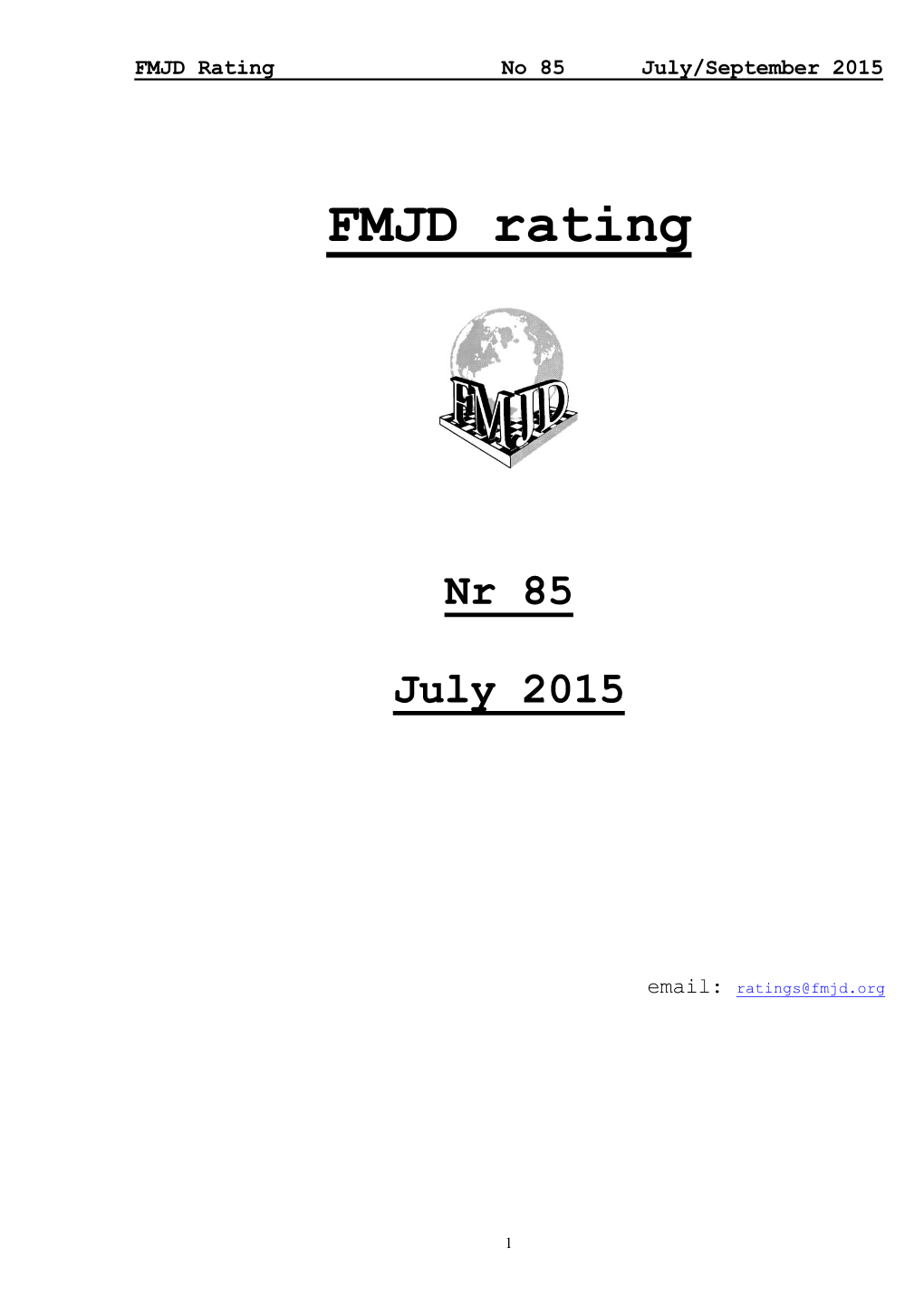 FMJD Rating No 85 July/September 2015