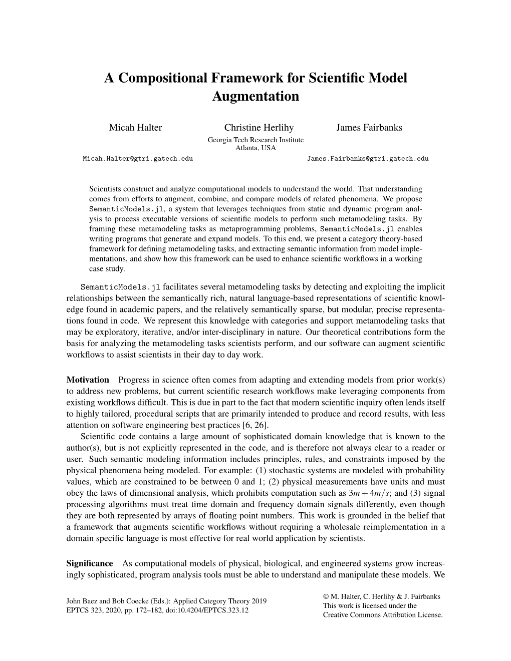 A Compositional Framework for Scientific Model Augmentation