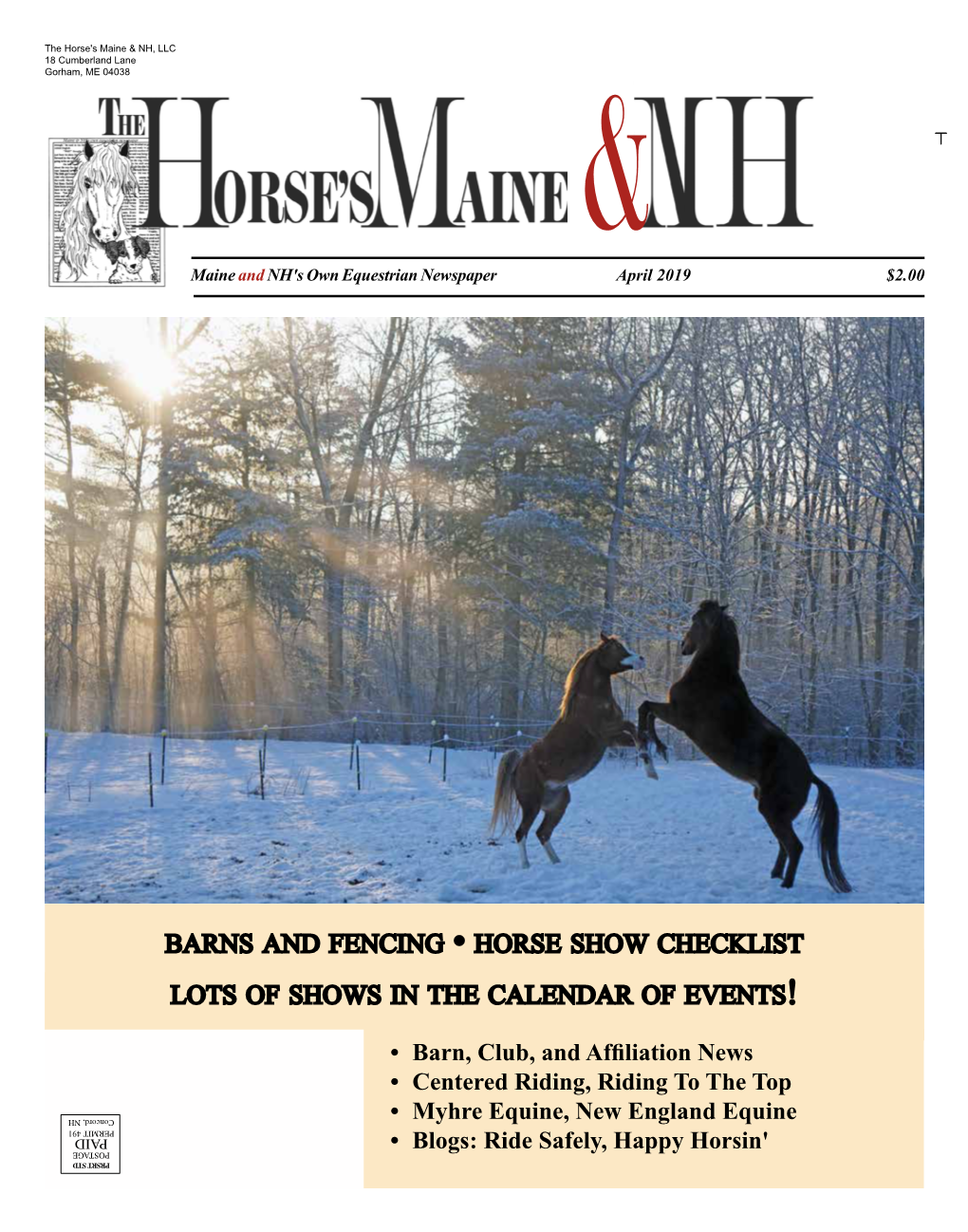 Barns and Fencing • Horse Show Checklist Lots of Shows in the Calendar of Events!