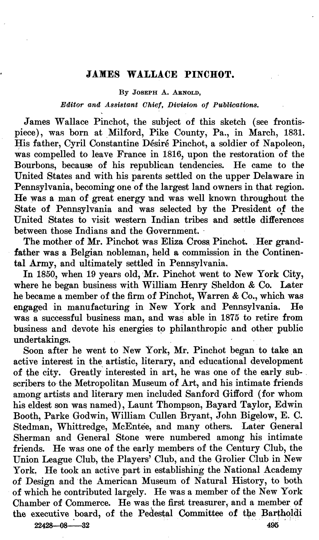 See Frontis- Piece), Was Born at Milford, Pike County, Pa., in March, 1831