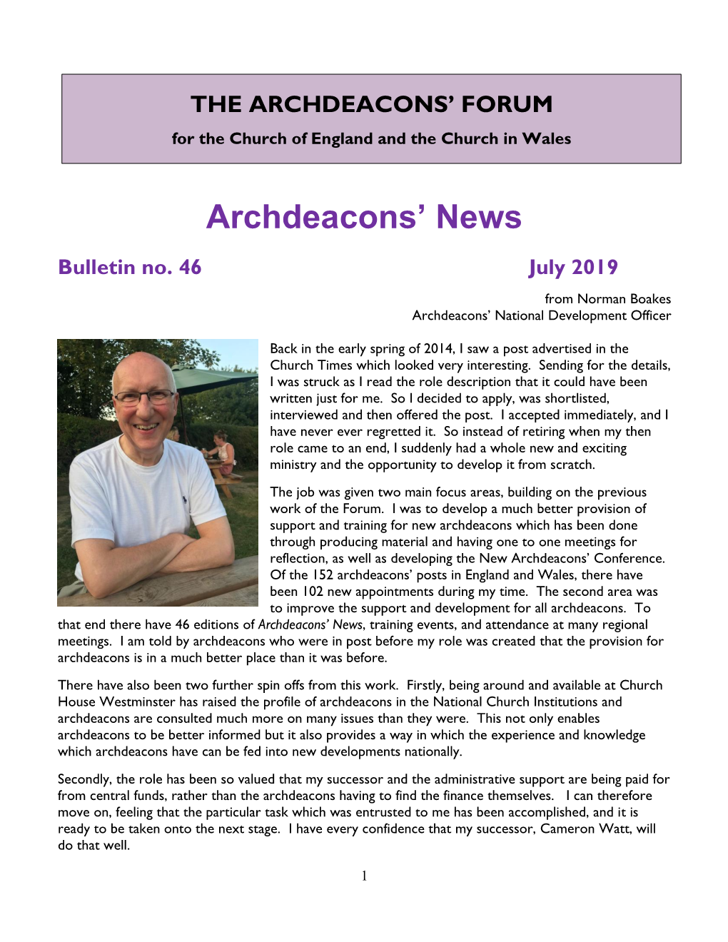 National Archdeacons' Forum Mailing