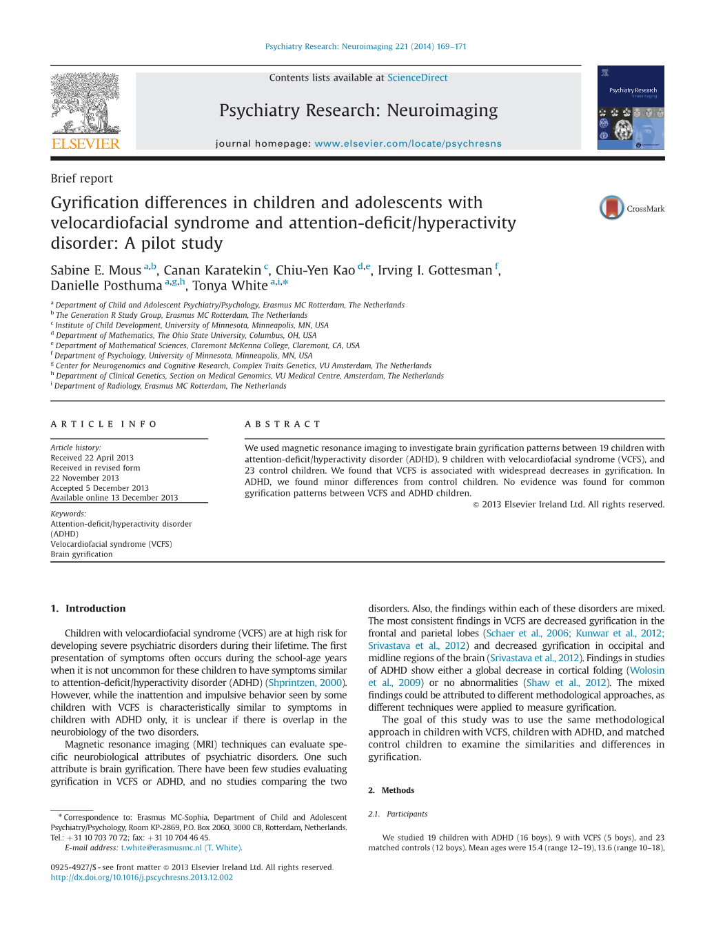 Gyrification Differences in Children and Adolescents with Velocardiofacial