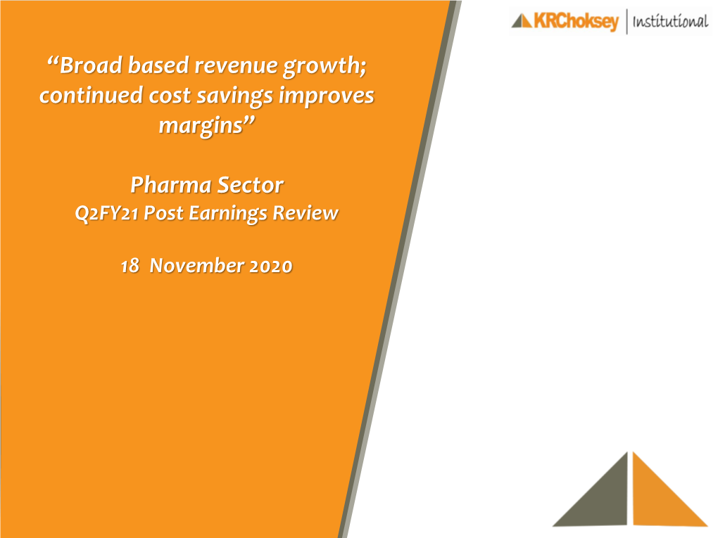 Pharma Sector Q2FY21 Post Earnings Review