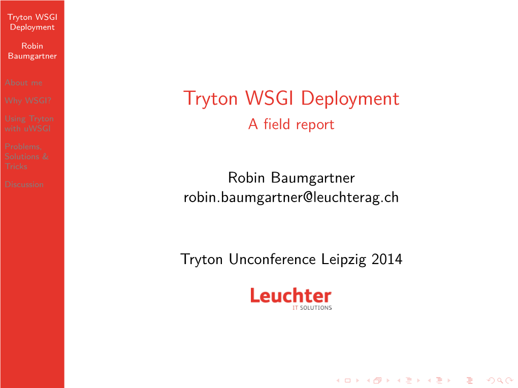 Tryton WSGI Deployment