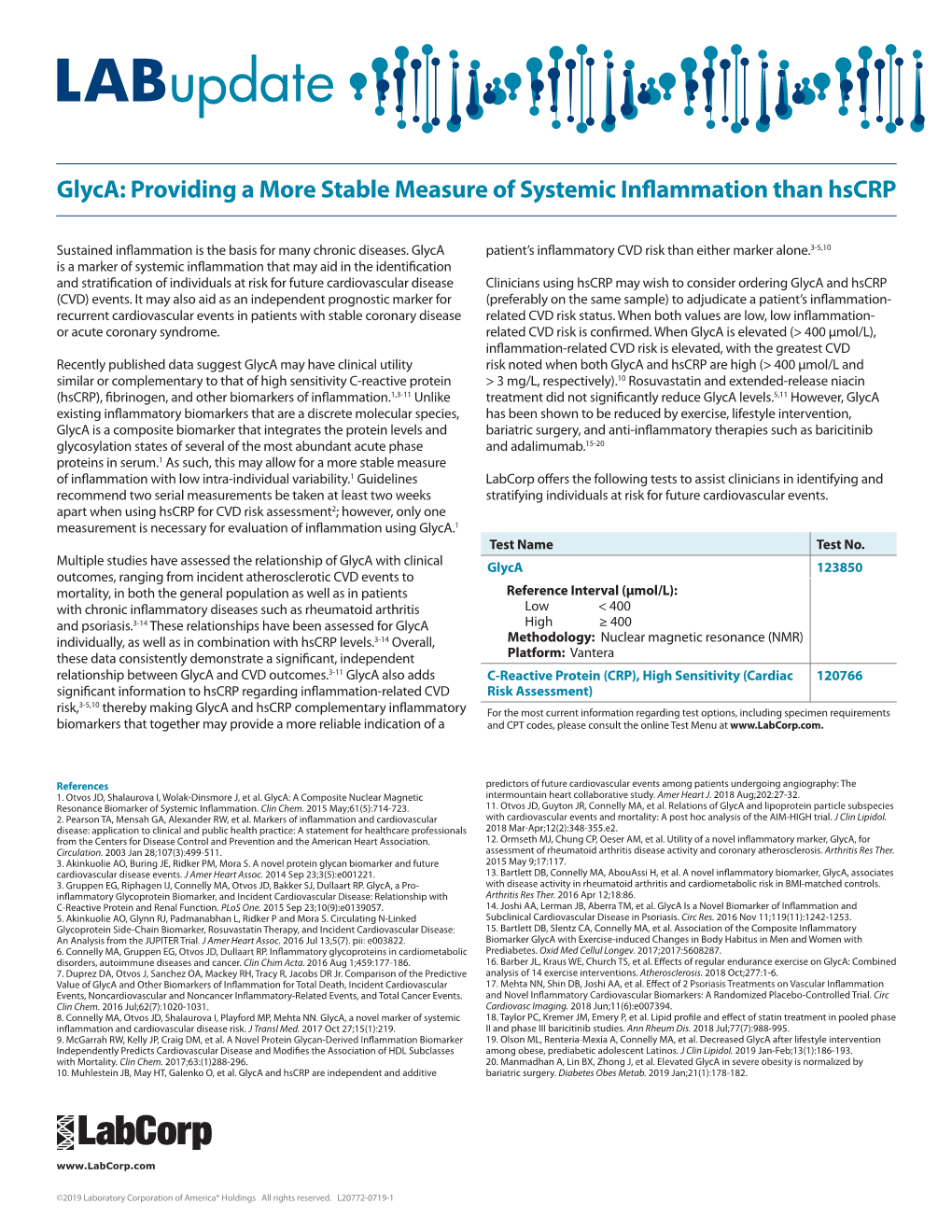 Glyca: Providing a More Stable Measure of Systemic Inflammation Than Hscrp