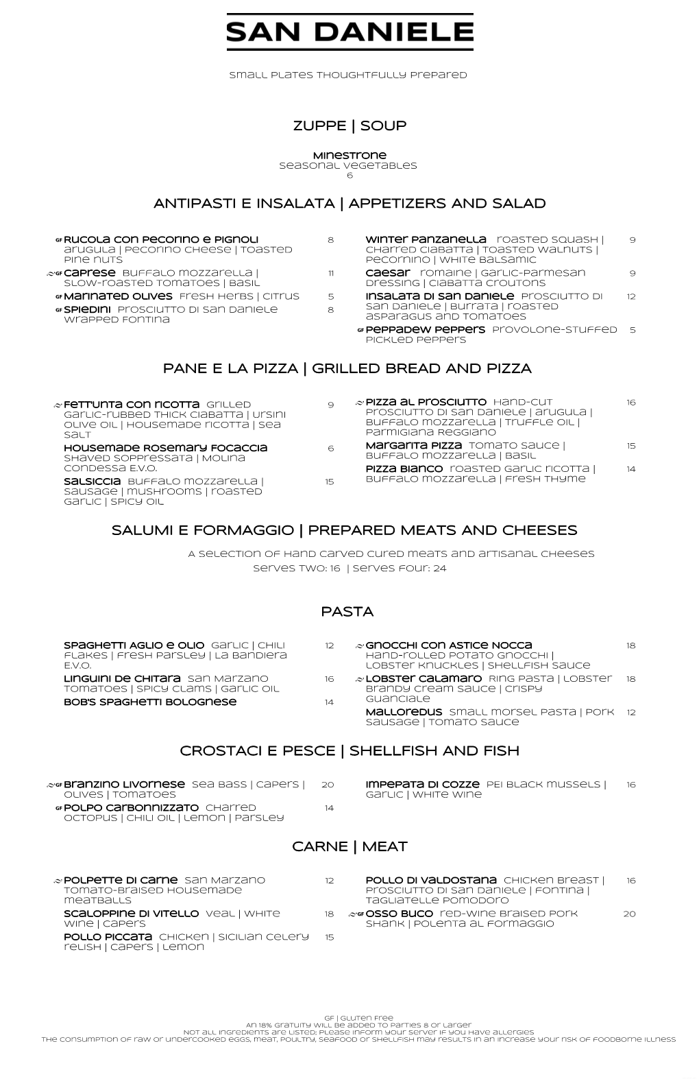 Menupro Dinner Menu