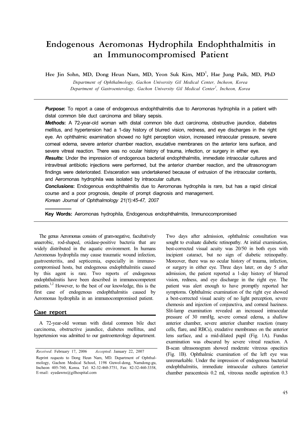 Endogenous Aeromonas Hydrophila Endophthalmitis in an Immunocompromised Patient