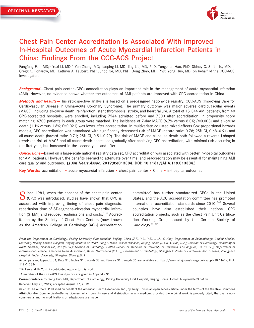 Hospital Outcomes of Acute Myocardial Infarction