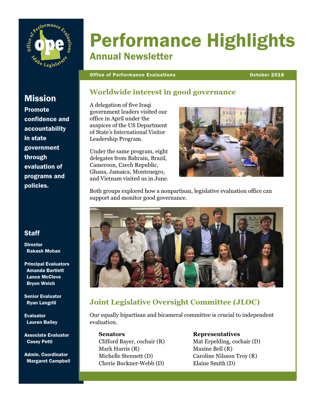 Performance Highlights Annual Newsletter