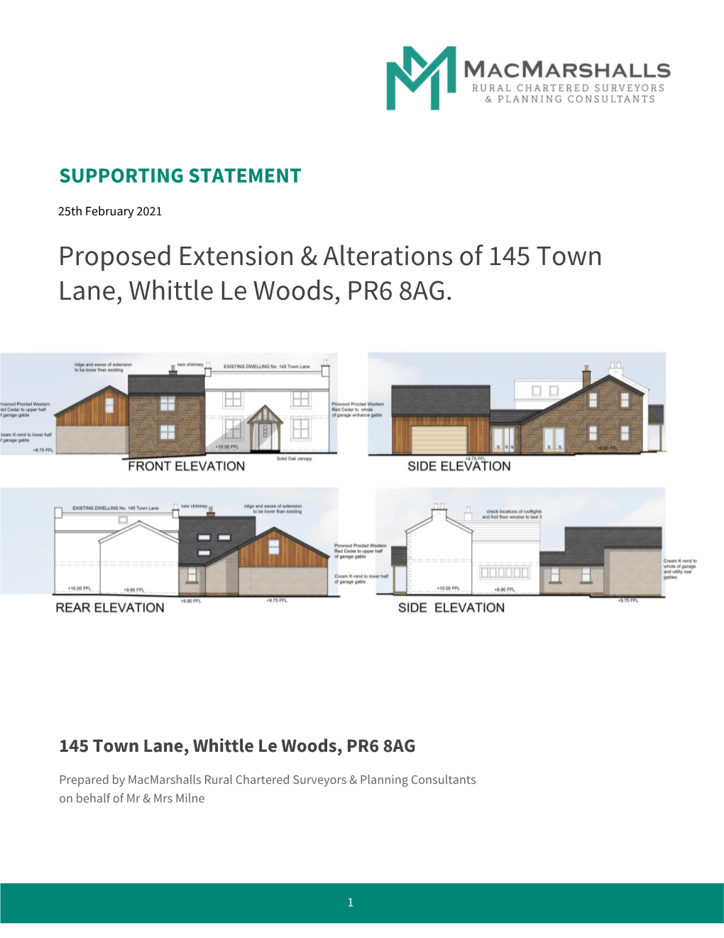 Proposed Extension & Alterations of 145 Town Lane, Whittle Le