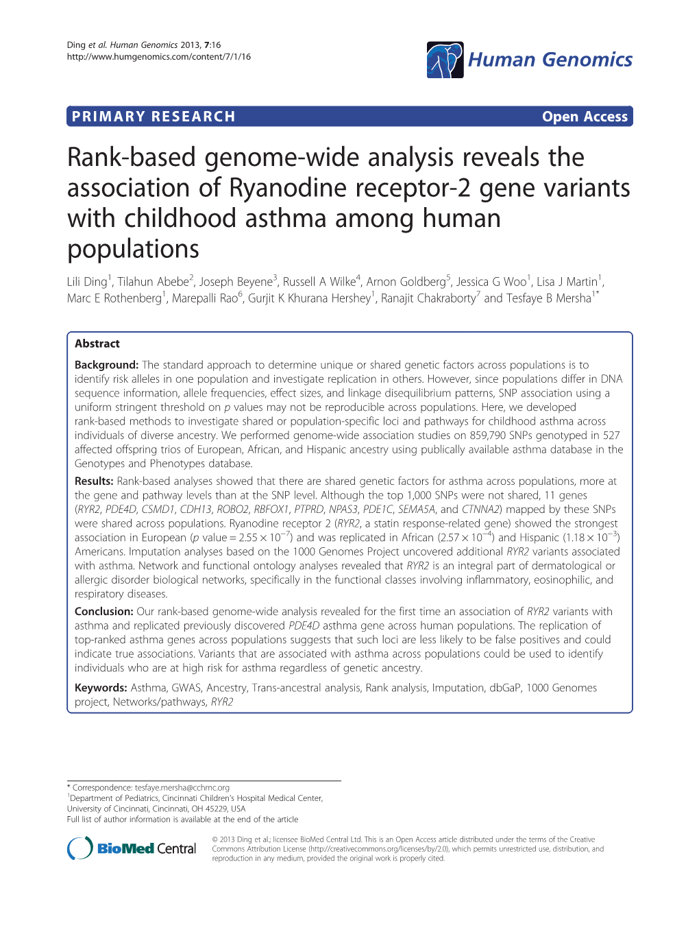 Rank-Based Genome-Wide Analysis Reveals the Association Of