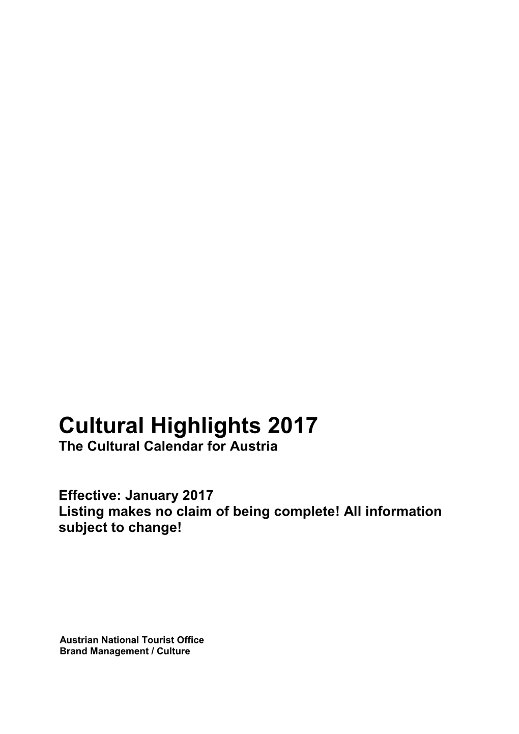 Kulturhighlights 2017