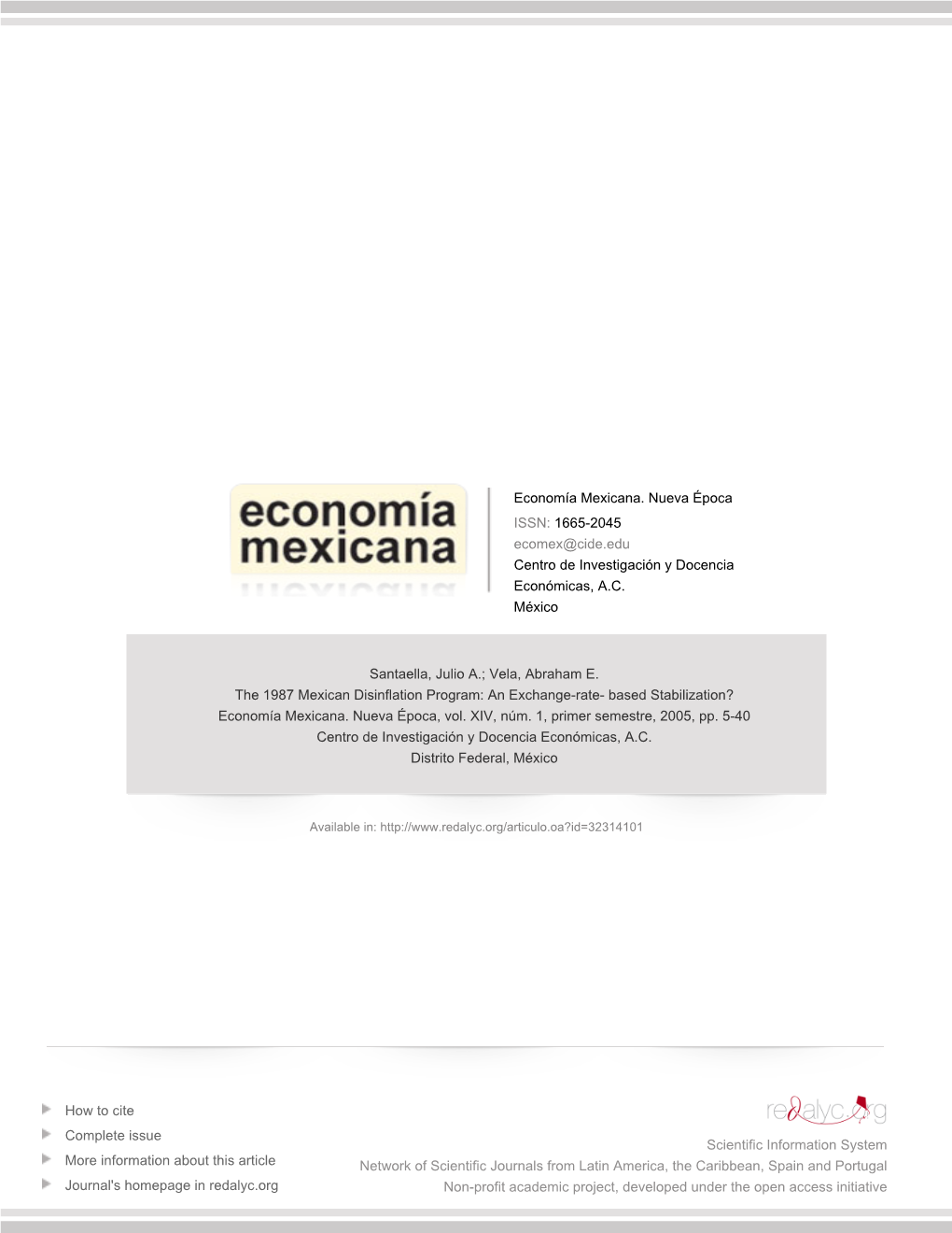 The 1987 Mexican Disinflation Program: an Exchange-Rate-Based