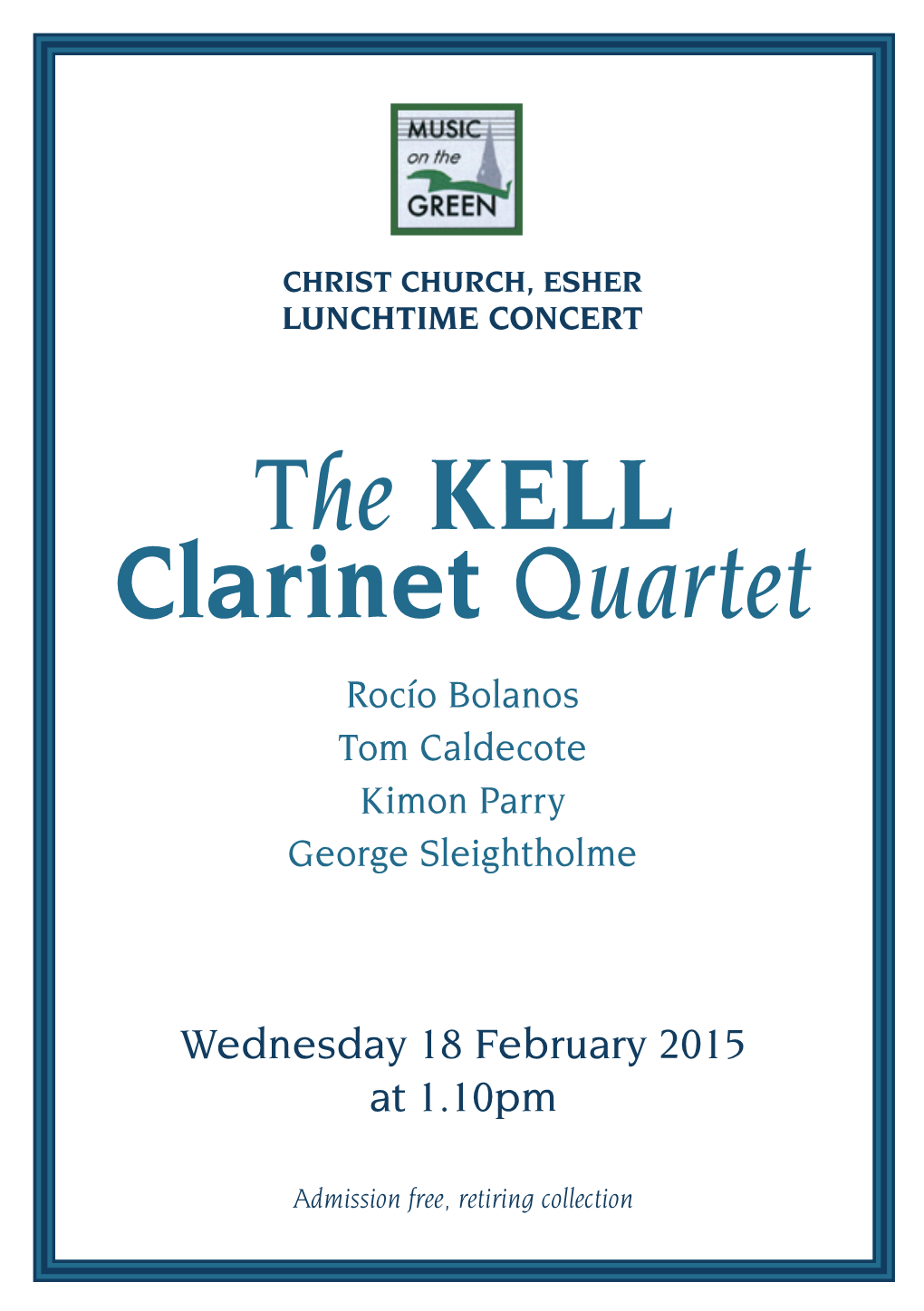 The KELL Clarinet Quartet Rocío Bolanos Tom Caldecote Kimon Parry George Sleightholme