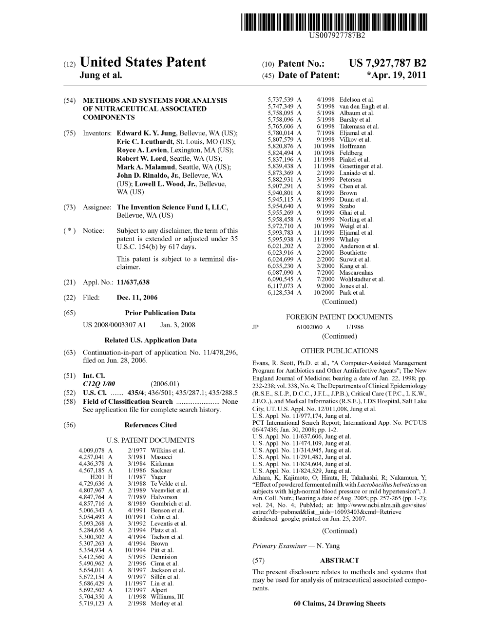 (12) United States Patent (10) Patent No.: US 7927,787 B2 Jung Et Al