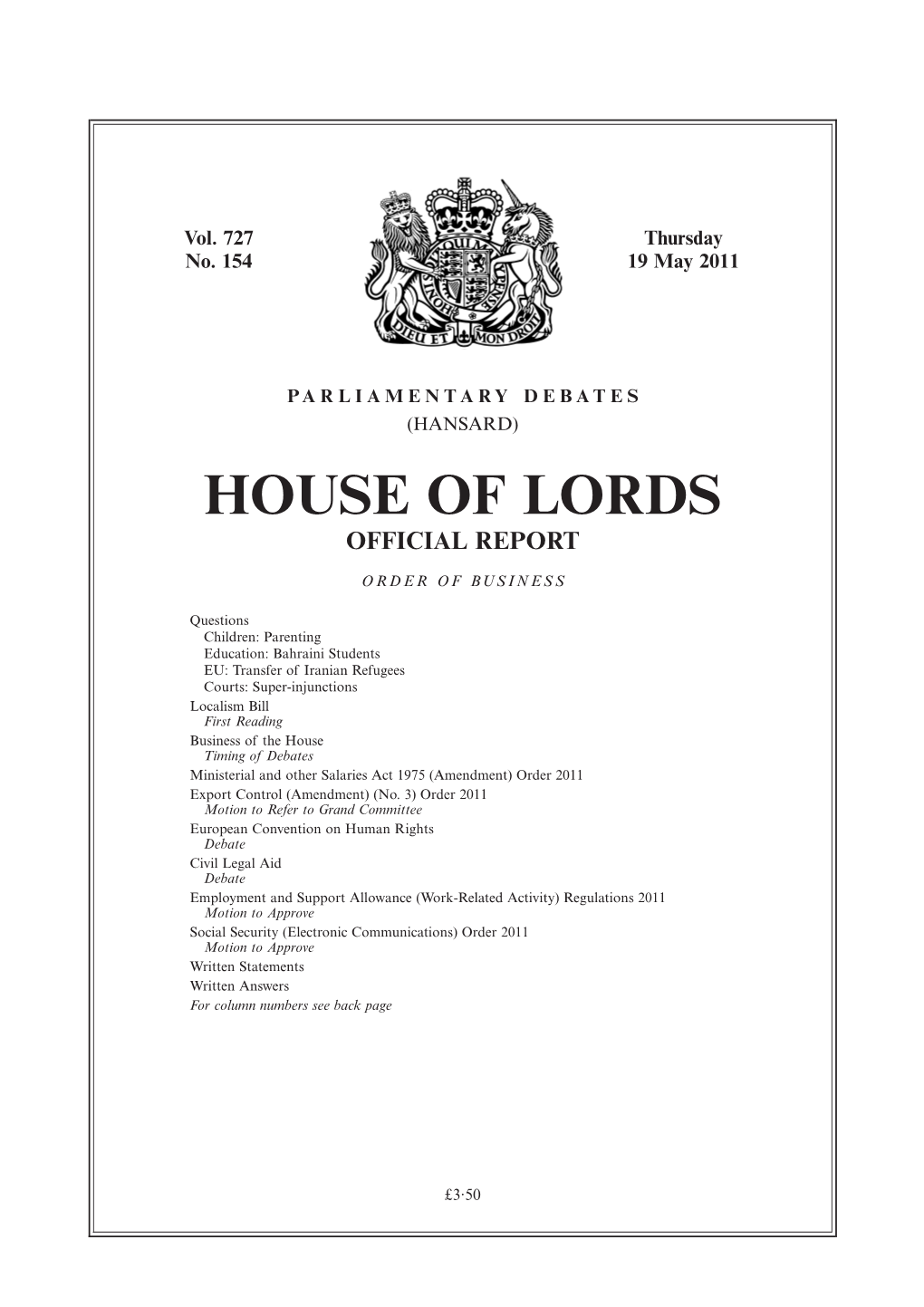 House of Lords Official Report