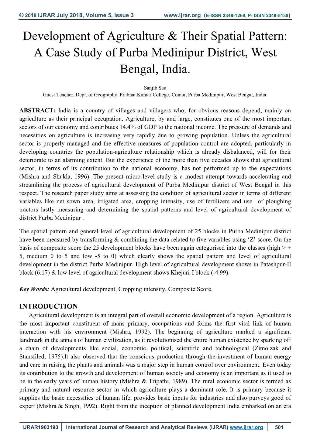 A Case Study of Purba Medinipur District, West Bengal, India