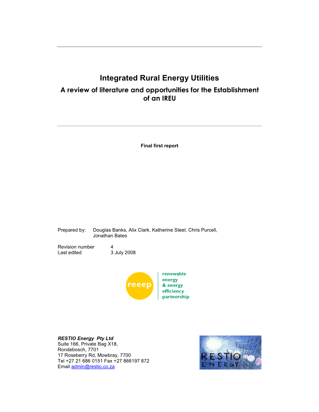 Integrated Rural Energy Utilities a Review of Literature and Opportunities for the Establishment of an IREU