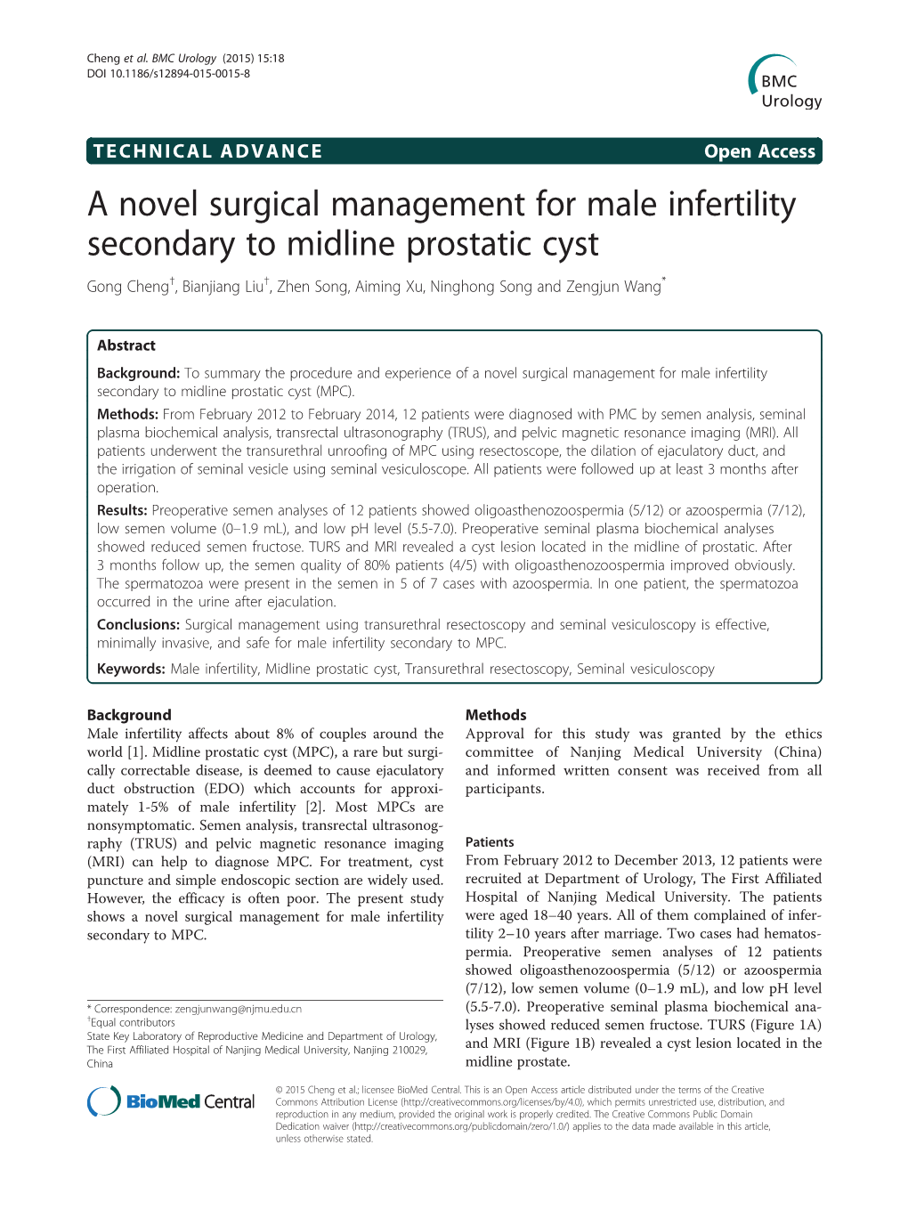 A Novel Surgical Management for Male Infertility Secondary to Midline