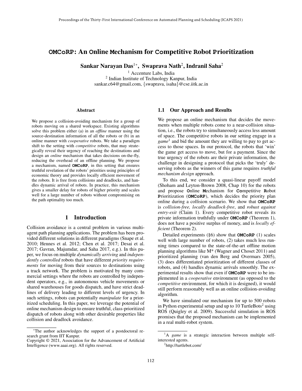 An Online Mechanism for Competitive Robot Prioritization