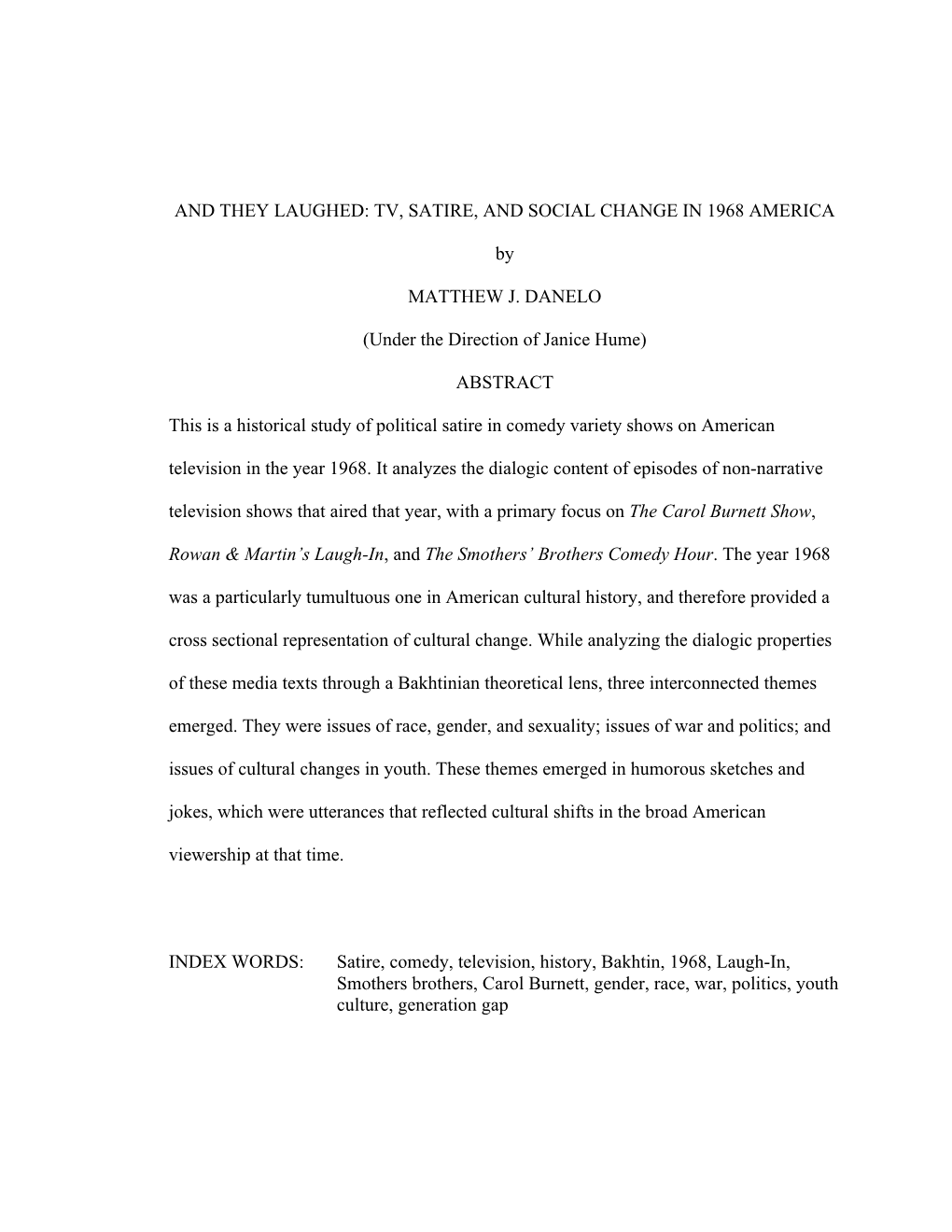 And They Laughed: Tv, Satire, and Social Change in 1968 America