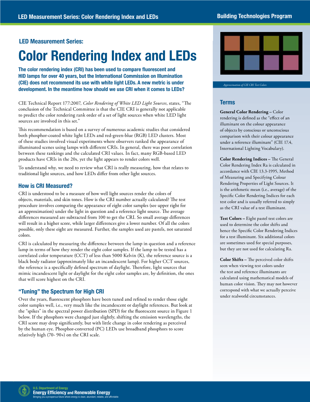 Color Rendering Index and Leds Building Technologies Program