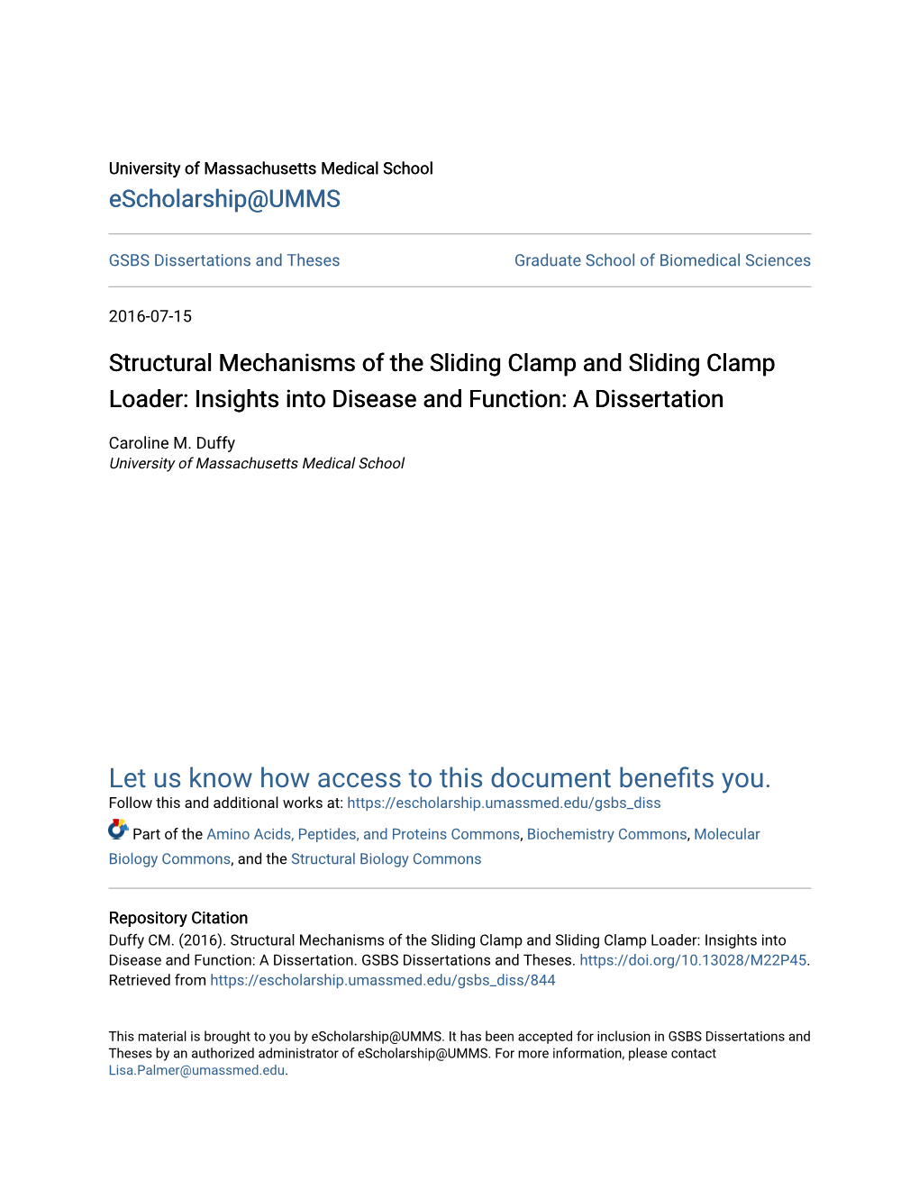 Structural Mechanisms of the Sliding Clamp and Sliding Clamp Loader: Insights Into Disease and Function: a Dissertation