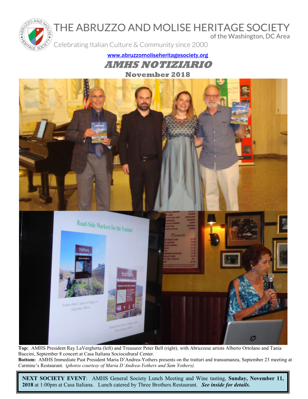 AMHS NOTIZIARIO November 2018