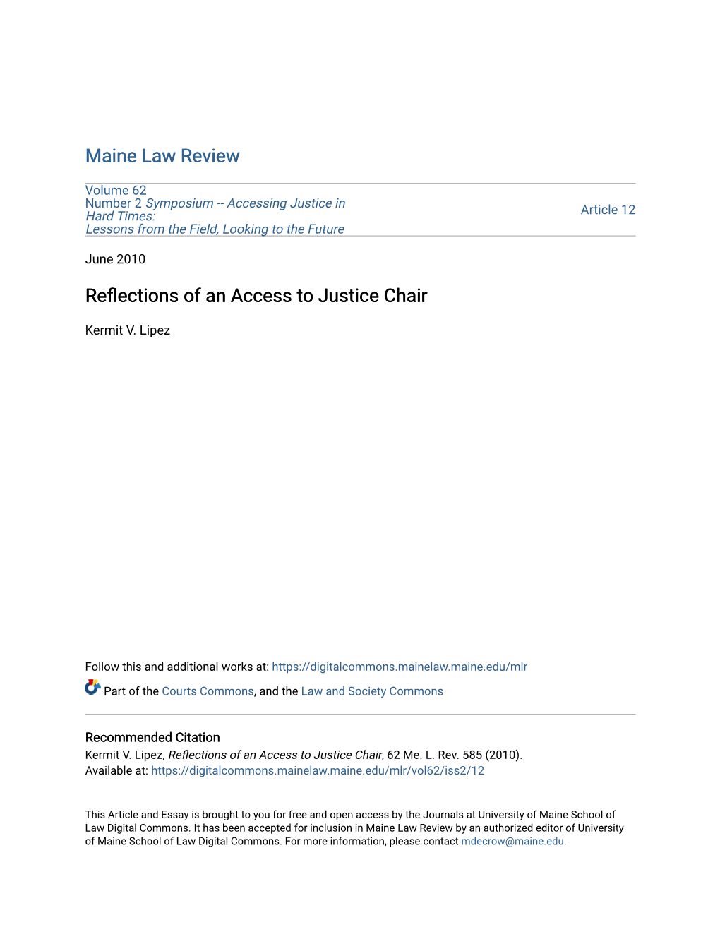 Reflections of an Access to Justice Chair